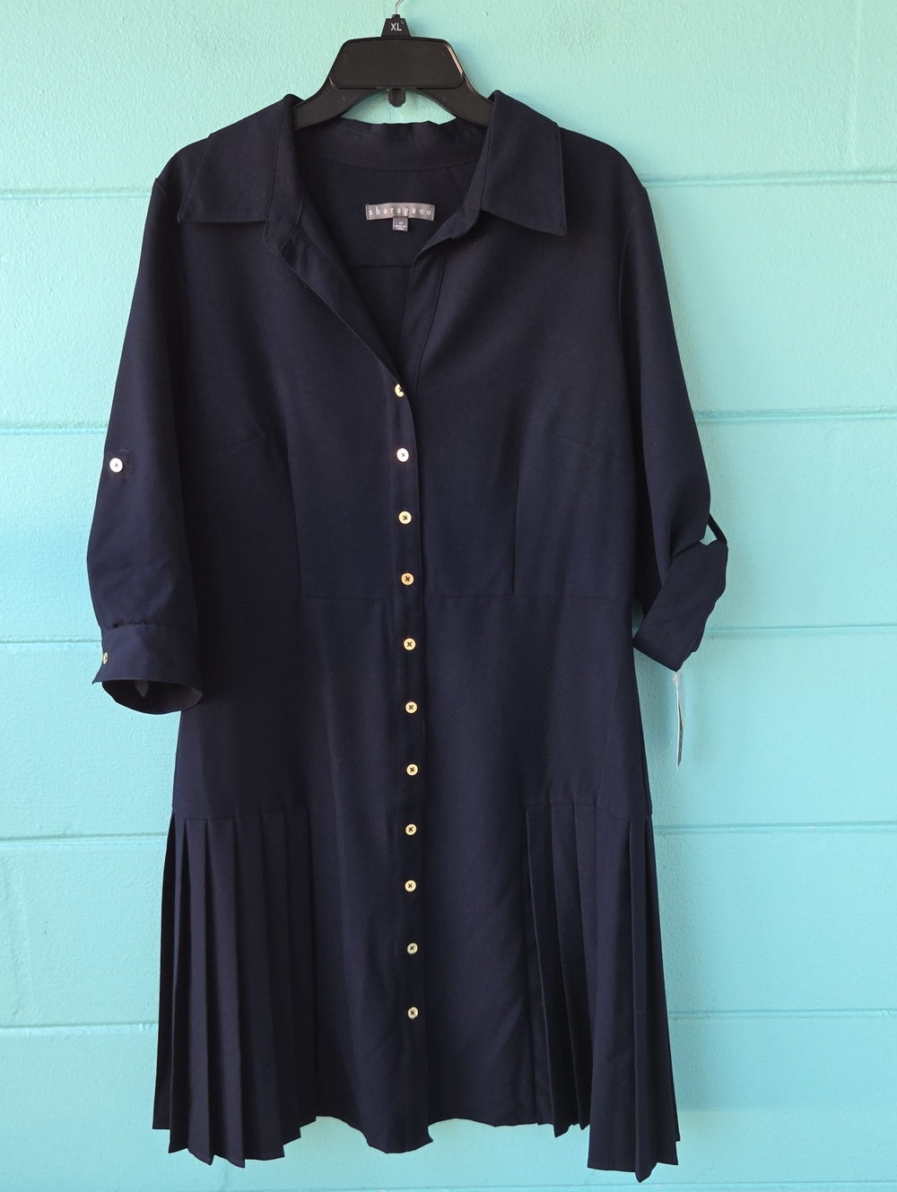 NWT "Sharagano" Button-Front Placket Shirt Dress Woman's Size 14